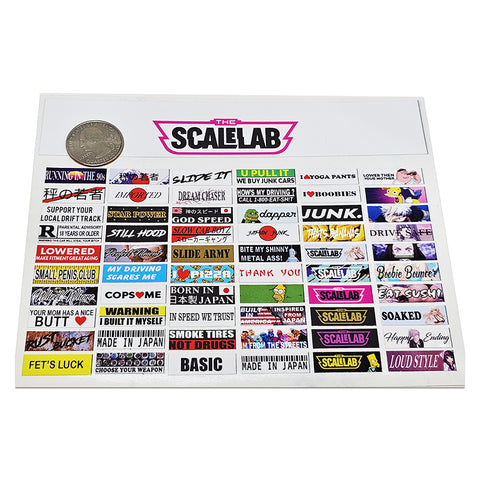 1/10th Scale PRE-CUT Vinyl slap sticker sheet
